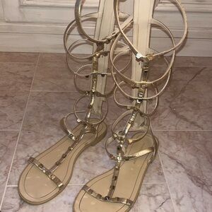 Rebecca Minkoff Gold Gladiator Sandal With Studs